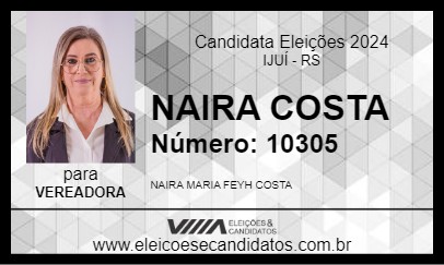 Candidato NAIRA COSTA 2024 - IJUÍ - Eleições