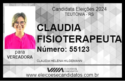 Candidato CLAUDIA FISIOTERAPEUTA 2024 - TEUTÔNIA - Eleições