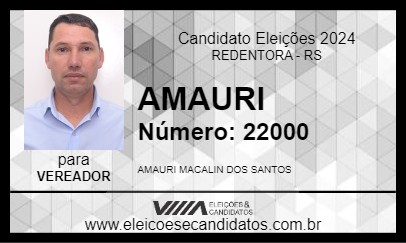 Candidato AMAURI 2024 - REDENTORA - Eleições