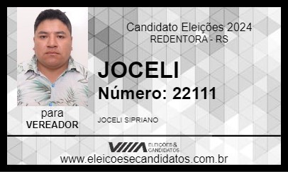 Candidato JOCELI 2024 - REDENTORA - Eleições