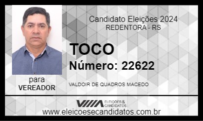 Candidato TOCO 2024 - REDENTORA - Eleições