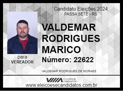 Candidato VALDEMAR RODRIGUES MARICO 2024 - PASSA SETE - Eleições