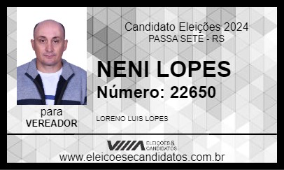 Candidato NENI LOPES 2024 - PASSA SETE - Eleições