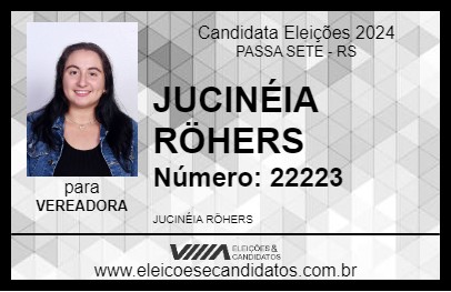 Candidato JUCINÉIA RÖHERS 2024 - PASSA SETE - Eleições