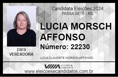 Candidato LUCIA MORSCH AFFONSO 2024 - PASSA SETE - Eleições