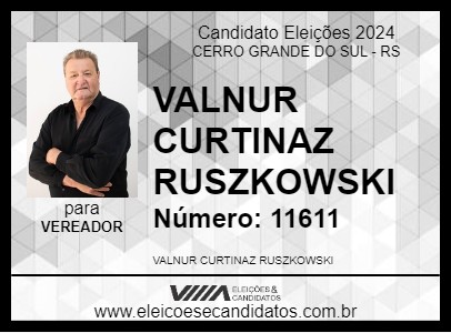 Candidato VALNUR CURTINAZ RUSZKOWSKI 2024 - CERRO GRANDE DO SUL - Eleições