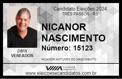 Candidato NICANOR NASCIMENTO 2024 - TRÊS PASSOS - Eleições