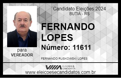 Candidato FERNANDO LOPES 2024 - BUTIÁ - Eleições