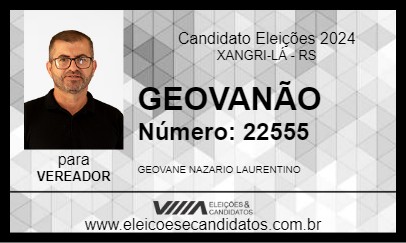 Candidato GEOVANÃO 2024 - XANGRI-LÁ - Eleições