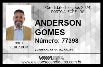 Candidato ANDERSON GOMES 2024 - PORTO ALEGRE - Eleições