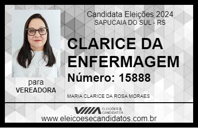 Candidato CLARICE DA ENFERMAGEM 2024 - SAPUCAIA DO SUL - Eleições