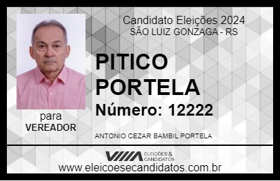 Candidato PITICO PORTELA 2024 - SÃO LUIZ GONZAGA - Eleições