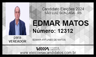 Candidato EDMAR MATOS 2024 - SÃO LUIZ GONZAGA - Eleições