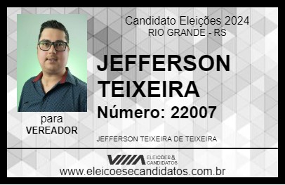 Candidato JEFFERSON TEIXEIRA 2024 - RIO GRANDE - Eleições