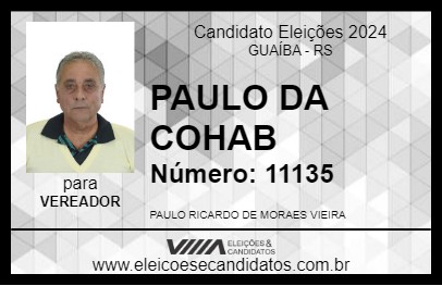 Candidato PAULO DA COHAB 2024 - GUAÍBA - Eleições