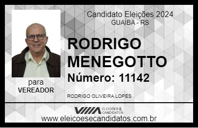 Candidato RODRIGO MENEGOTTO 2024 - GUAÍBA - Eleições