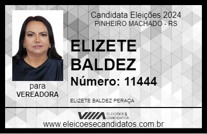 Candidato ELIZETE BALDEZ 2024 - PINHEIRO MACHADO - Eleições