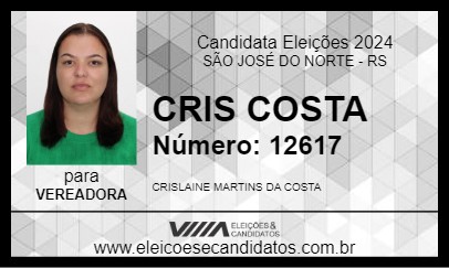 Candidato CRIS COSTA 2024 - SÃO JOSÉ DO NORTE - Eleições