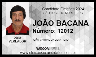 Candidato JOÃO BACANA 2024 - SÃO JOSÉ DO NORTE - Eleições