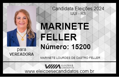 Candidato MARINETE FELLER 2024 - IJUÍ - Eleições