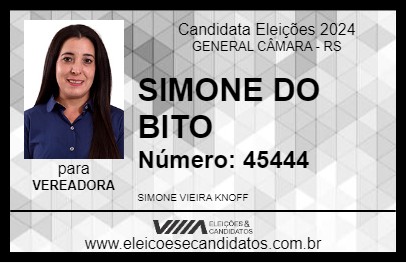 Candidato SIMONE DO BITO 2024 - GENERAL CÂMARA - Eleições