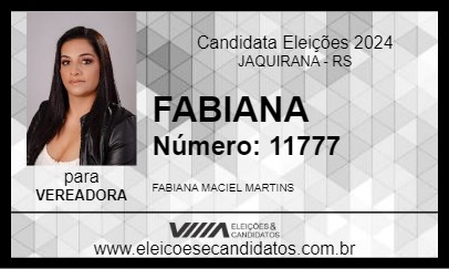 Candidato FABIANA 2024 - JAQUIRANA - Eleições