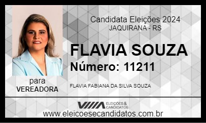 Candidato FLAVIA SOUZA 2024 - JAQUIRANA - Eleições