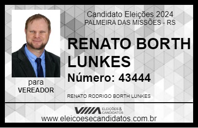 Candidato RENATO BORTH LUNKES 2024 - PALMEIRA DAS MISSÕES - Eleições