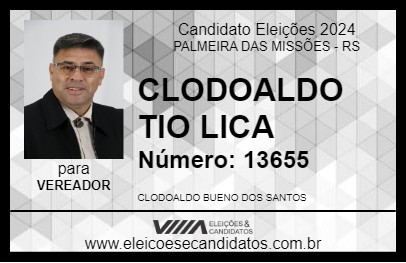 Candidato CLODOALDO - TIO LICO 2024 - PALMEIRA DAS MISSÕES - Eleições