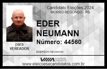 Candidato EDER NEUMANN 2024 - MORRO REDONDO - Eleições