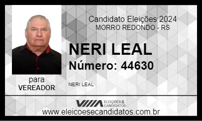 Candidato NERI LEAL 2024 - MORRO REDONDO - Eleições