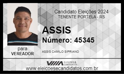 Candidato ASSIS 2024 - TENENTE PORTELA - Eleições