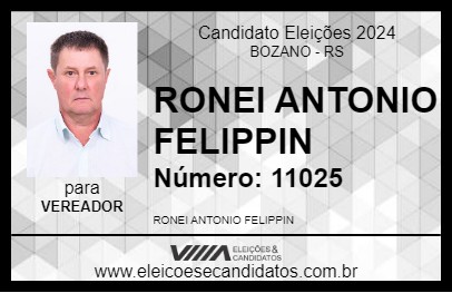 Candidato RONEI ANTONIO FELIPPIN 2024 - BOZANO - Eleições