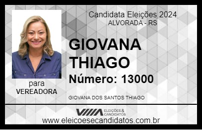 Candidato GIOVANA THIAGO 2024 - ALVORADA - Eleições