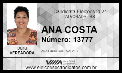 Candidato ANA COSTA 2024 - ALVORADA - Eleições