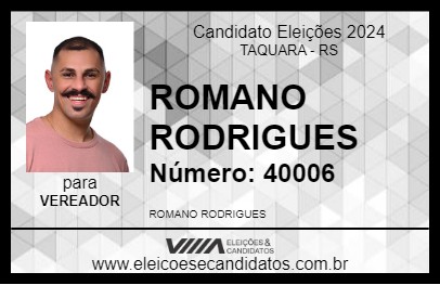 Candidato ROMANO RODRIGUES 2024 - TAQUARA - Eleições