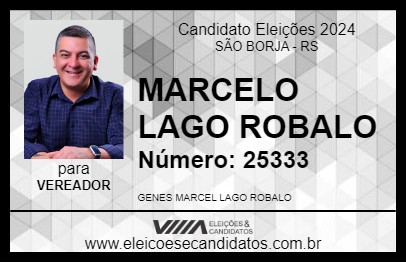 Candidato MARCELO LAGO ROBALO 2024 - SÃO BORJA - Eleições