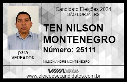 Candidato TEN NILSON MONTENEGRO 2024 - SÃO BORJA - Eleições