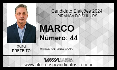 Candidato MARCO 2024 - IPIRANGA DO SUL - Eleições