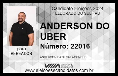 Candidato ANDERSON DO UBER 2024 - ELDORADO DO SUL - Eleições