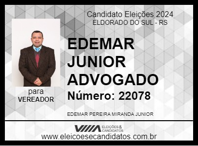 Candidato EDEMAR JUNIOR ADVOGADO 2024 - ELDORADO DO SUL - Eleições