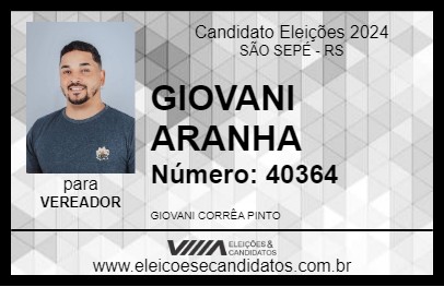 Candidato GIOVANI ARANHA 2024 - SÃO SEPÉ - Eleições