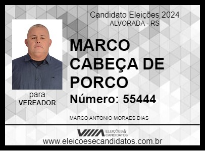 Candidato MARCO CABEÇA DE PORCO 2024 - ALVORADA - Eleições