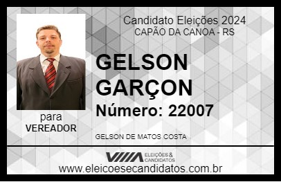 Candidato GELSON GARÇON 2024 - CAPÃO DA CANOA - Eleições