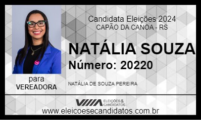 Candidato NATÁLIA SOUZA 2024 - CAPÃO DA CANOA - Eleições