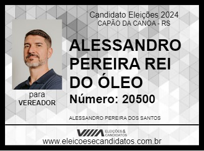 Candidato ALESSANDRO PEREIRA REI DO ÓLEO 2024 - CAPÃO DA CANOA - Eleições