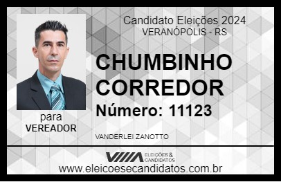 Candidato CHUMBINHO CORREDOR 2024 - VERANÓPOLIS - Eleições