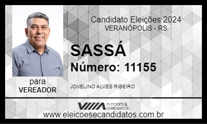 Candidato SASSÁ 2024 - VERANÓPOLIS - Eleições