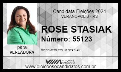 Candidato ROSE STASIAK 2024 - VERANÓPOLIS - Eleições