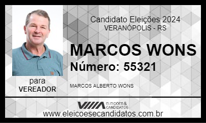 Candidato MARCOS WONS 2024 - VERANÓPOLIS - Eleições